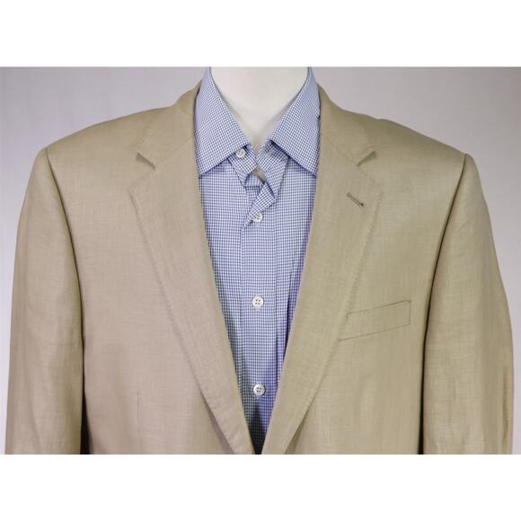 MySuit Custom Made Tan 100% Linen 2-Btn Blazer Jacket 44R - Picture 3 of 10